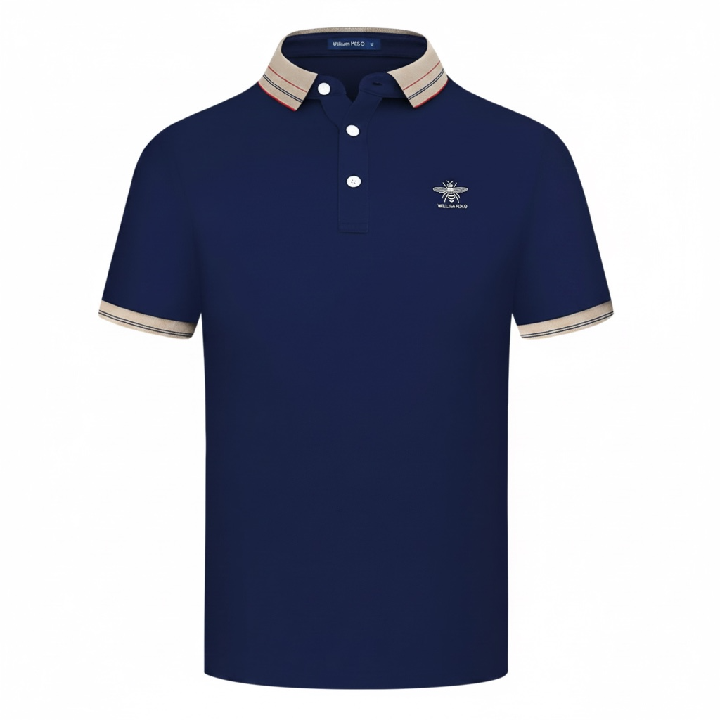 Men's Plus Size Striped Collar Short Sleeve Polo
