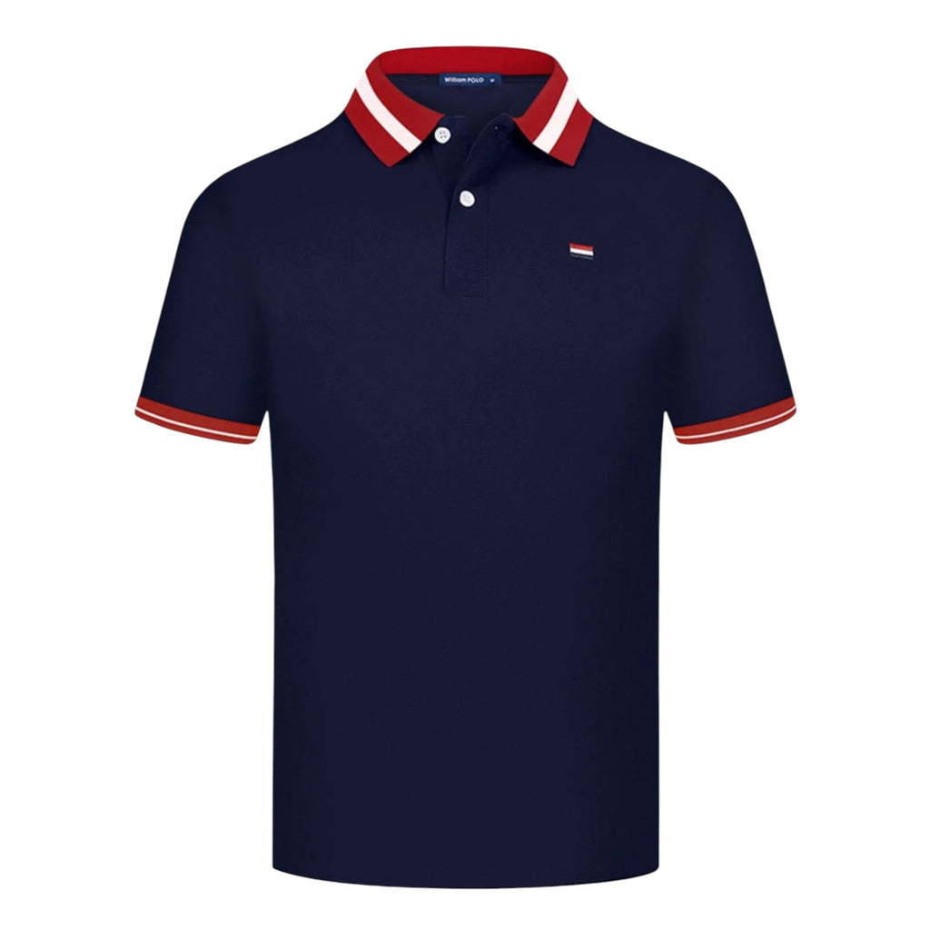 Men's Plus Size Striped Collar Short Sleeve Polo