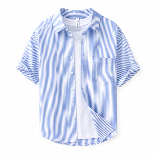 Casual Striped Short Sleeve Shirt